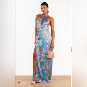 Show Me Your Mumu Adele Halter Maxi Dress in Guava Punch